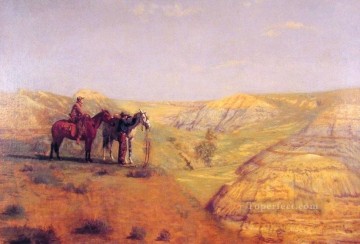 vaquero Pintura Art%C3%ADstica - Vaqueros en las Tierras Malas Paisaje realista Thomas Eakins